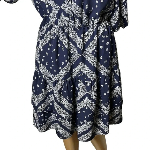 Y2K Nanette Lepore tiered,puff sleeve,floral,tie wrap,cut out,midi dress,sz 4, - Picture 11 of 15